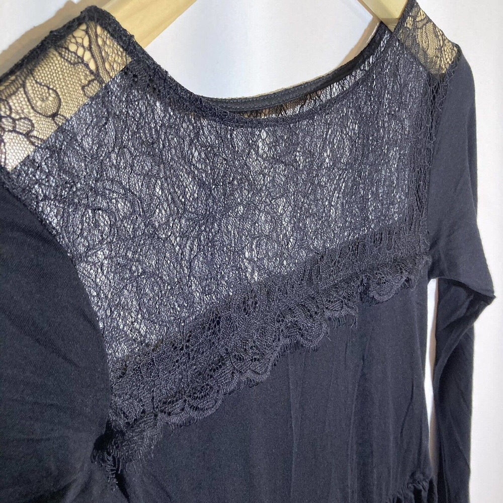ASOS Women’s Women’s US 2 Black Viscose Lace Neckline Bottom Dress Long Sleeve